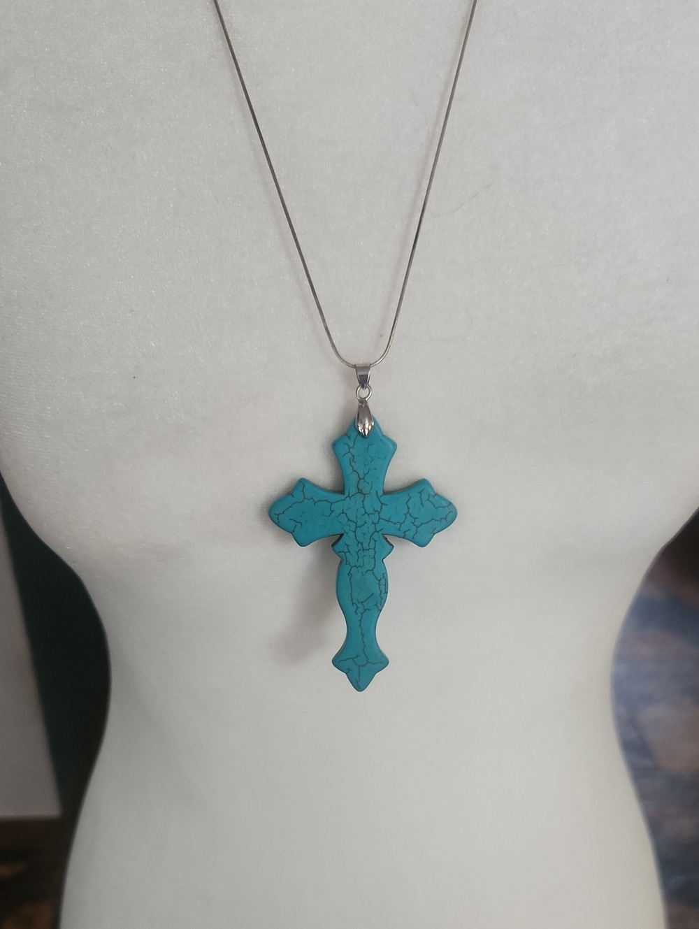 Turquoise Cross Pendant Necklace